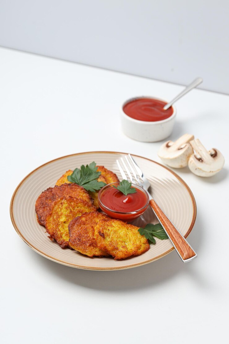 Almuerzo concepto de comida sabrosa deliciosas croquetas de patata