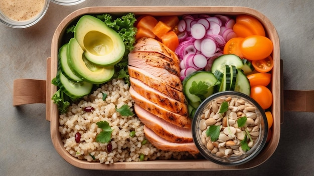 Almuerzo saludable para llevar en una caja de almuerzo