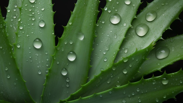 Aloe oder Aloe Vera nasse frische Blätter. Bild erzeugt durch Ai Hair-Behandlung