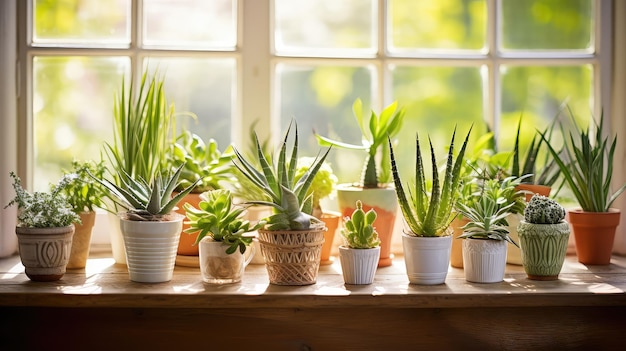 Foto aloe-pflanzen auf dem tisch