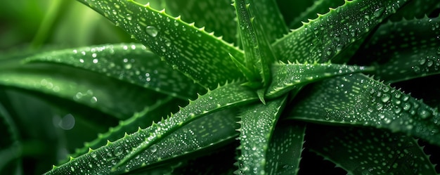 Aloe Vera fresco con gotas de agua curación natural