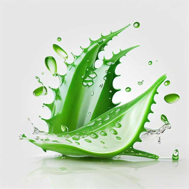 Aloe-Vera-Gel im Wasserspritzbild im weißen Hintergrund generative ai