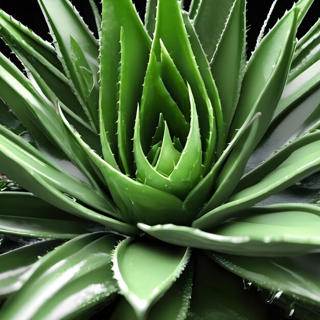 Aloe vera madura com folhas isoladas em fundo branco em ilustração 3D