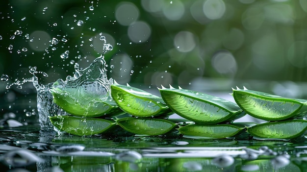 Aloe Vera mit Spritzwasser-Freschenkonzept