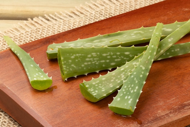 Aloe-Vera-Pflanze auf Schneidebrett