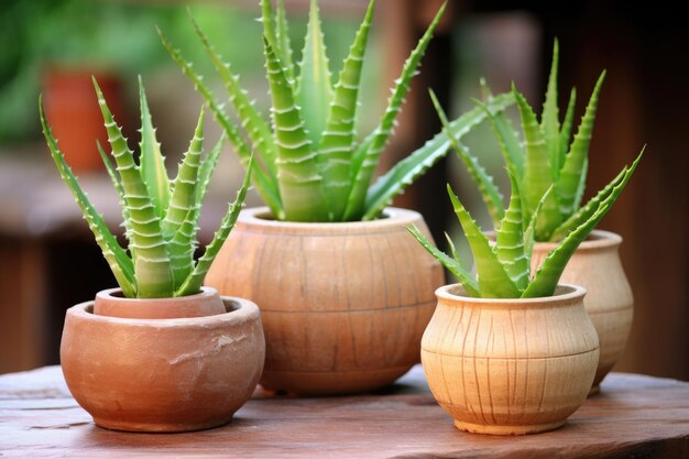 Foto aloe vera planta afrodisíacos naturais em vasos de barro