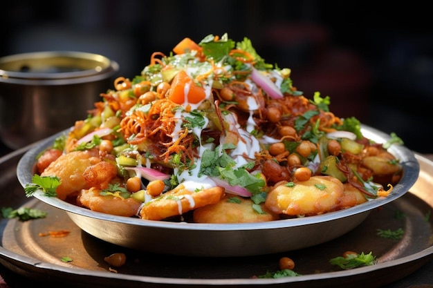 Aloo Chaat Aloo chaat ou Alu chat é uma imagem popular de comida de rua