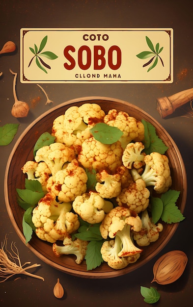 Aloo Gobi Poster de prato com batatas e couve-flor quente e celebrações indianas cozinha de estilo de vida