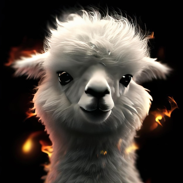 Una alpaca blanca con llamas