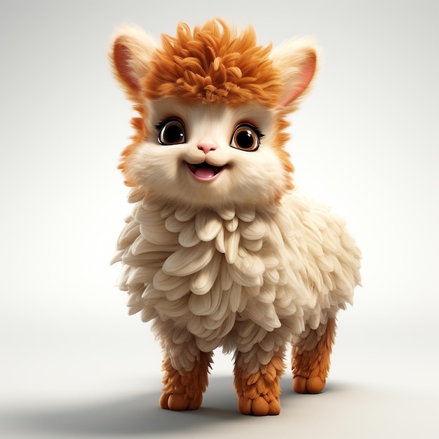 Alpaca de desenho animado em 3D