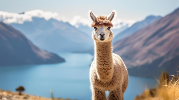 alpaca nas montanhas da América do Sul