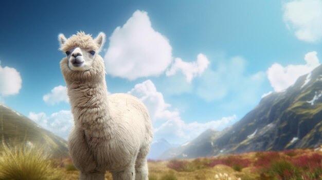 Foto la alpaca se parece a una oveja.