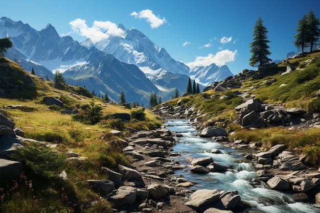 Alpenreise Wandern durch Berge Seen Aussicht faszinierende Landschaft entfaltet sich mit Wegen
