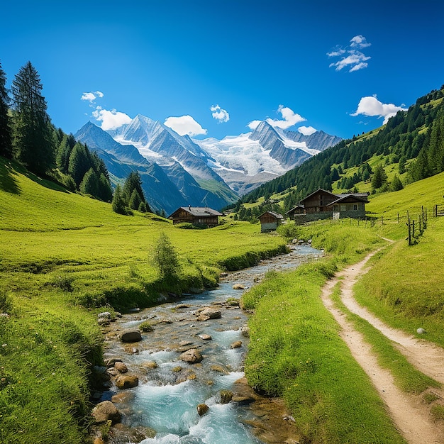 Alpes Suíços Verão Picos de Montanhas Majesticos