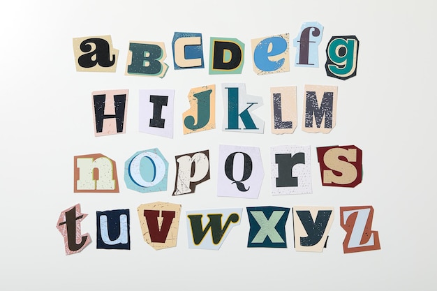 Alphabet aus dreidimensionalen Buchstaben oben