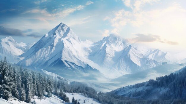 Alpine schneebedeckte Landschaft Wandern Berg