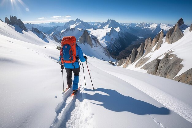 Foto alpinista de esqui de backcountry