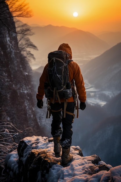 Alpinista perseverante reflete emoção em meio a jornada extenuante em cachoeira gelada