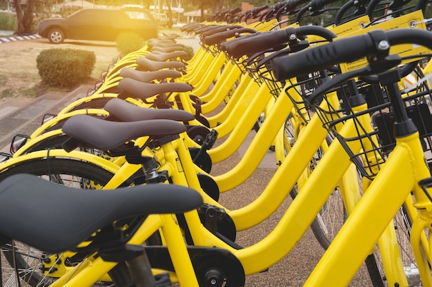 Alquiler de bicicletas en urbano. Bicicleta pública compartida para bicicletas.