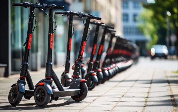 Alquiler de scooters eléctricos para desplazamientos ecológicos en la ciudad IA generativa