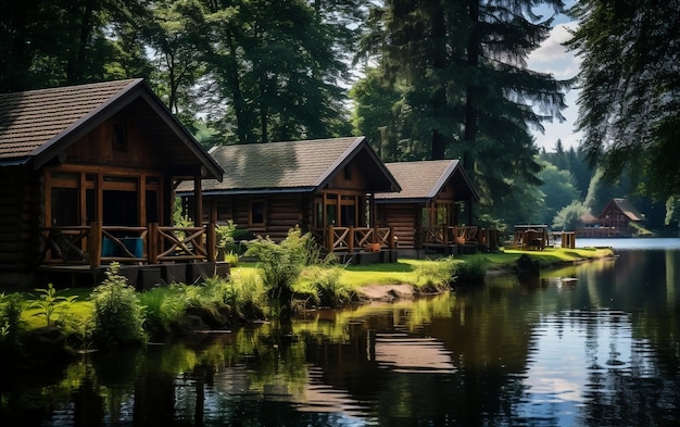 Alquiler de vacaciones albergue en el bosque campo IA generativa