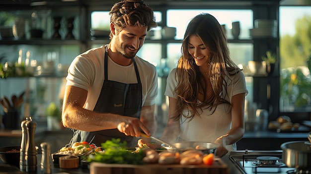 Foto los alquimistas de la cocina una pareja transformando ingredientes en magia