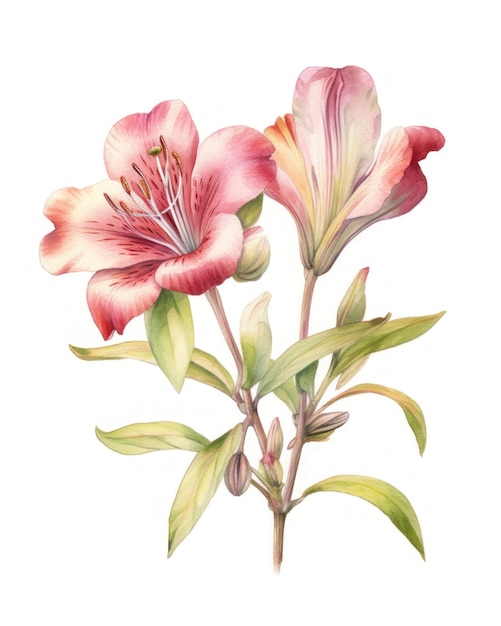 Alstroemeria Peruanische Lilie Botanische Illustration