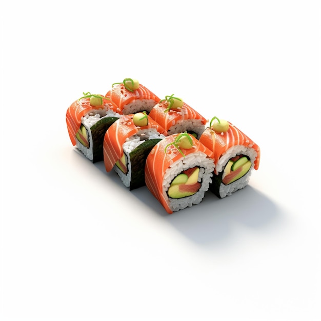 Alta calidad de diseño de estilo 3D de sushi futomaki con fondo blanco.