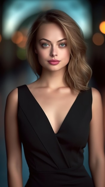 Alta moda de cuerpo perfecto delgado hermoso rostro joven elegante mujer asiática en sexy vestido negro o