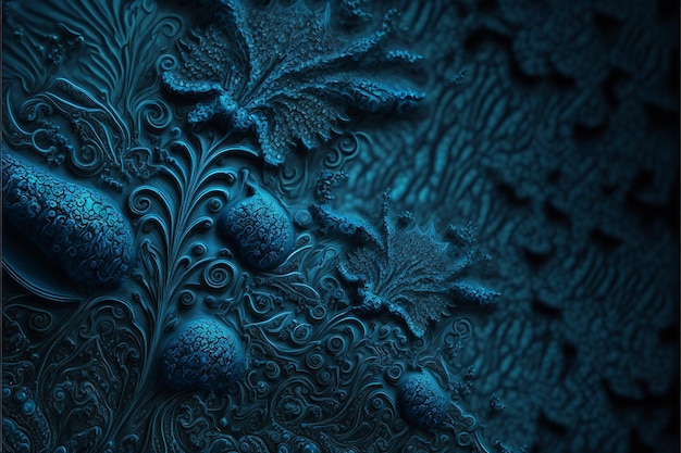 Alta resolução floral de textura azul criada com Generative AI