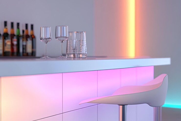 Foto alta resolución de la pared blanca del interior del bar y la cafetería alto detalle 8k