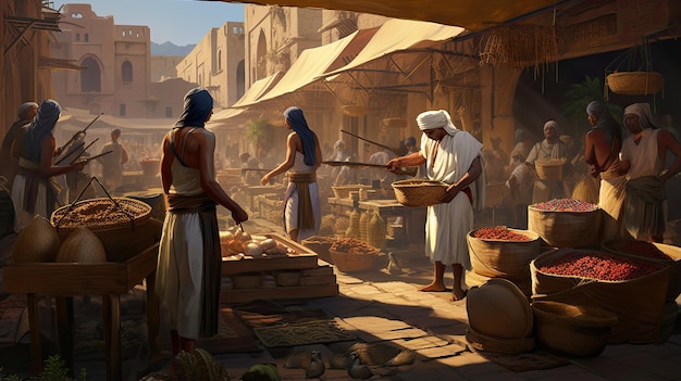 Altägyptische Händler tauschten Waren auf einem Markt
