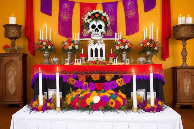 Foto altar mexicano en el altar de los muertos