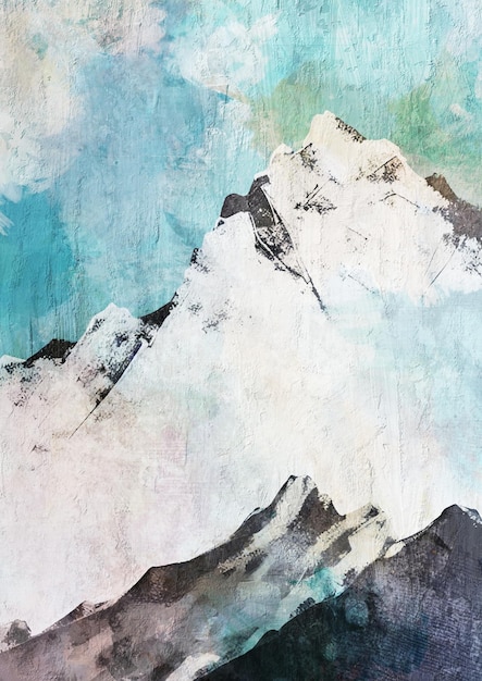 Altas Montañas Pintura Mística Abstracta Lienzo Imprimible Arte