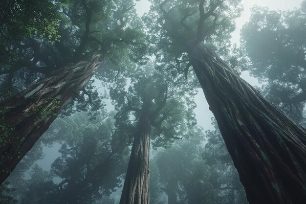 Foto altas sequoias alcanzando el octano del cielo