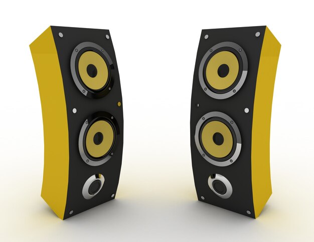 Altavoces 3d. concepto de medios. 3d rindió la ilustración