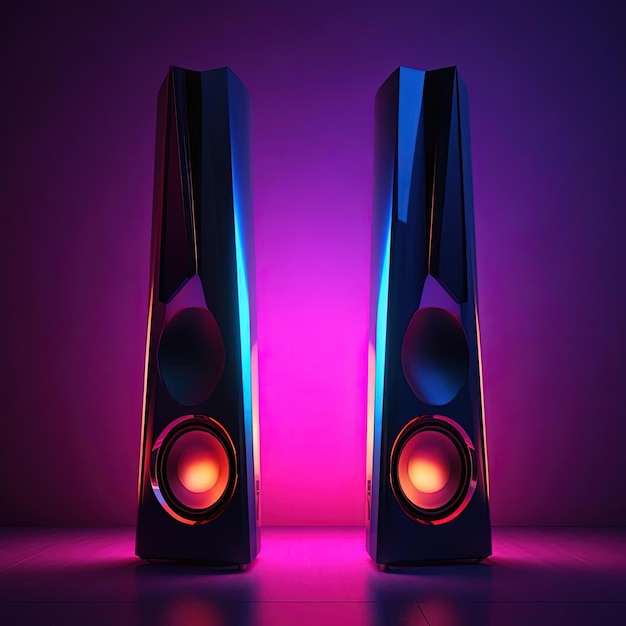 altavoces altos con luces en ellos