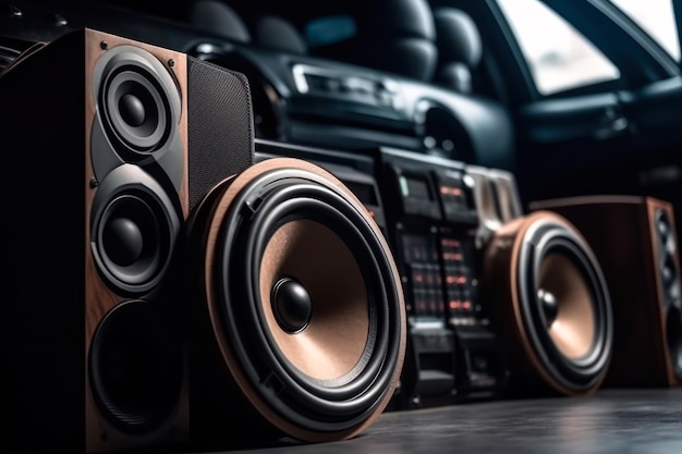 Altavoces de música del sistema de audio en el coche generativo ai