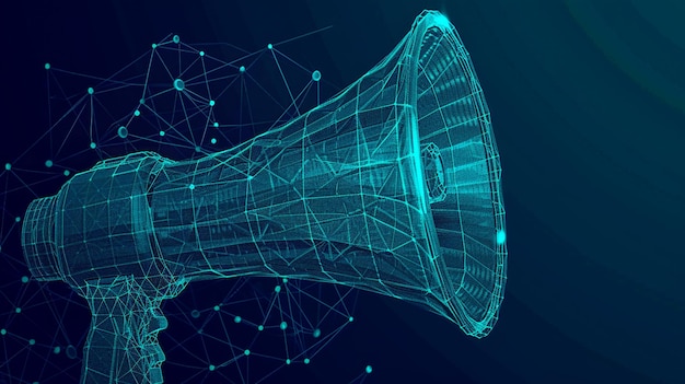 altavoz digital con partículas azules
