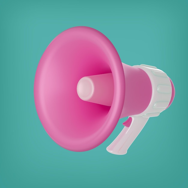 Foto altavoz de megáfono rosa y blanco con fondo verde 3d render ilustración icono de megáfono 3d render para alerta y anuncio