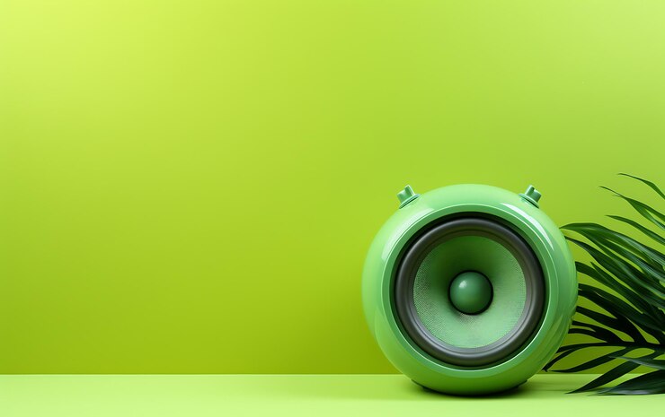 Foto altavoz en una pared de fondo completo con espacio de copia para el concepto de música de texto