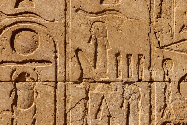 Alte ägyptische Hieroglyphen an der Wand im Karnak-Tempelkomplex in Luxor Ägypten