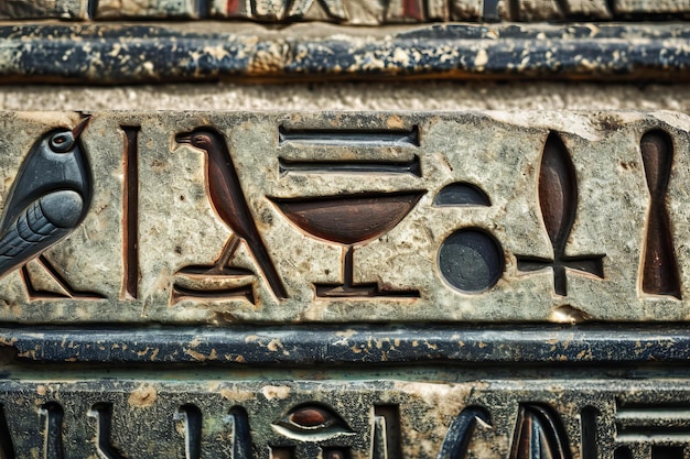 Foto alte ägyptische hieroglyphische wandzeichnungen