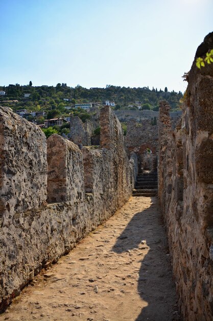 alte Backsteinmauern der alten Festung, Alanya Türkei