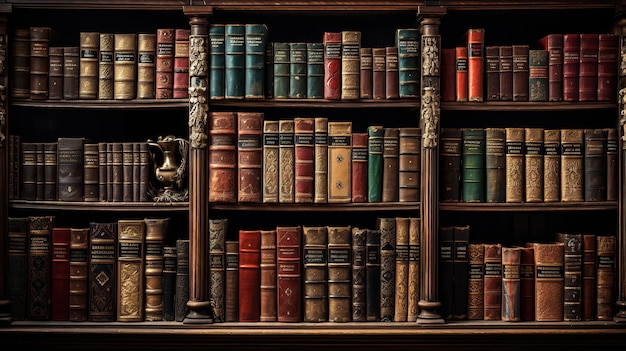 Alte Bücher schmücken die Bibliothek, die sorgfältig mit Klassikern und seltenen Edelsteinen versehen ist