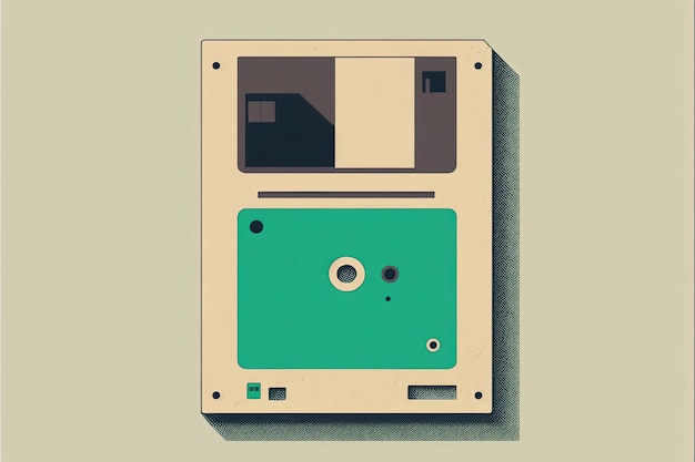 Alte Computerdiskette, Retro-80er Jahre, Hintergrund. Generative KI