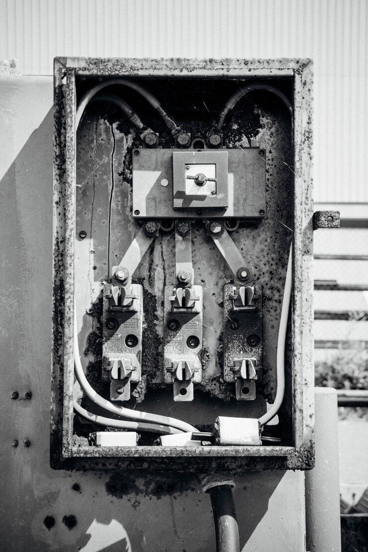 Foto alte elektrische geräte an der wand