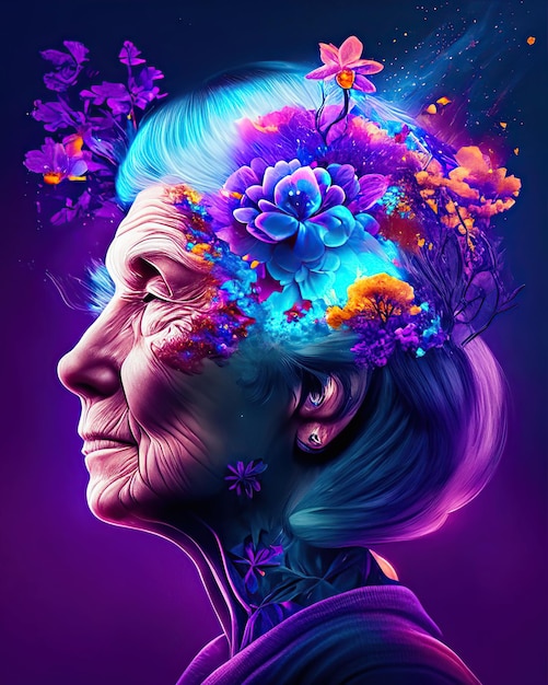 alte Frau Alzheimer abstrakter Geist Großmutter