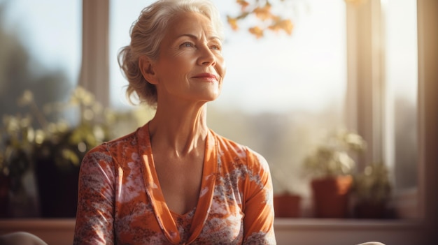 Alte Frau beim Yoga