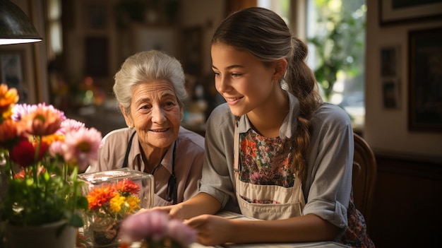 Foto alte frau und krankenschwester